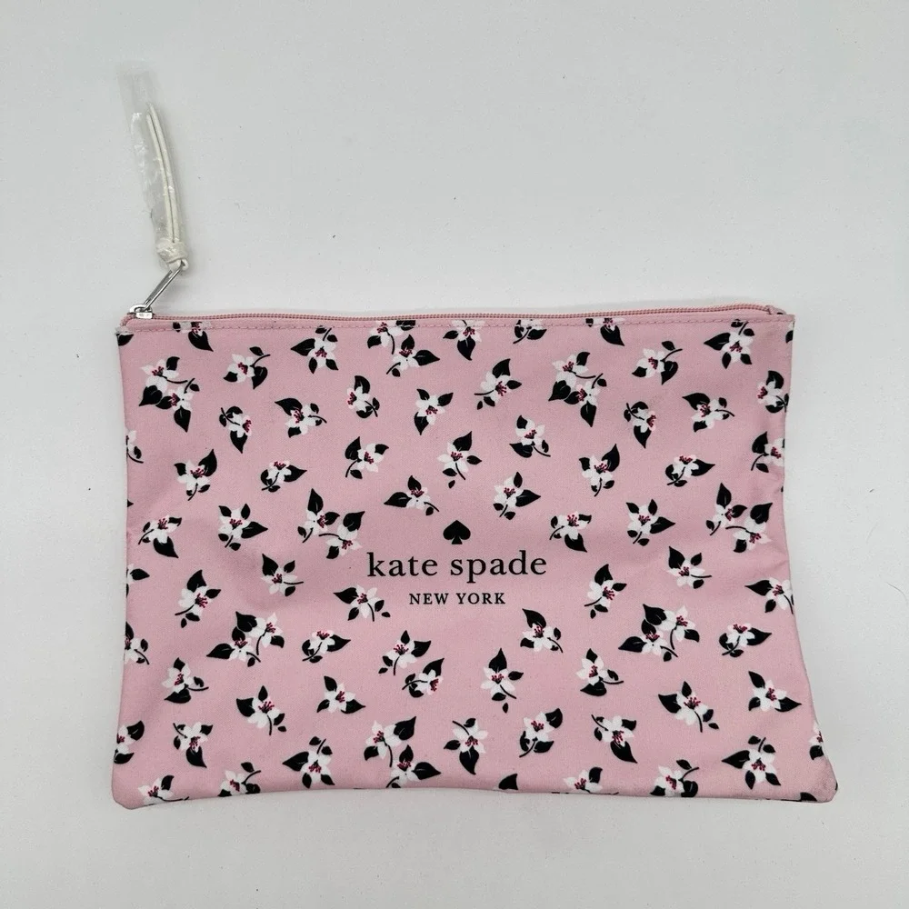 Kate Spade Aster Print Make Up Bag Zip Waterproof Liner Beach Travel Feminine